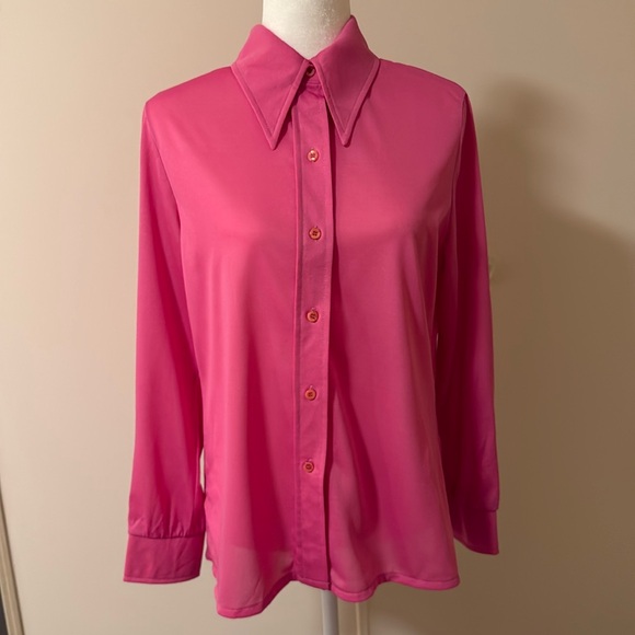 Vintage Bodin Knits bright pink blouse Size 16 - Picture 1 of 5